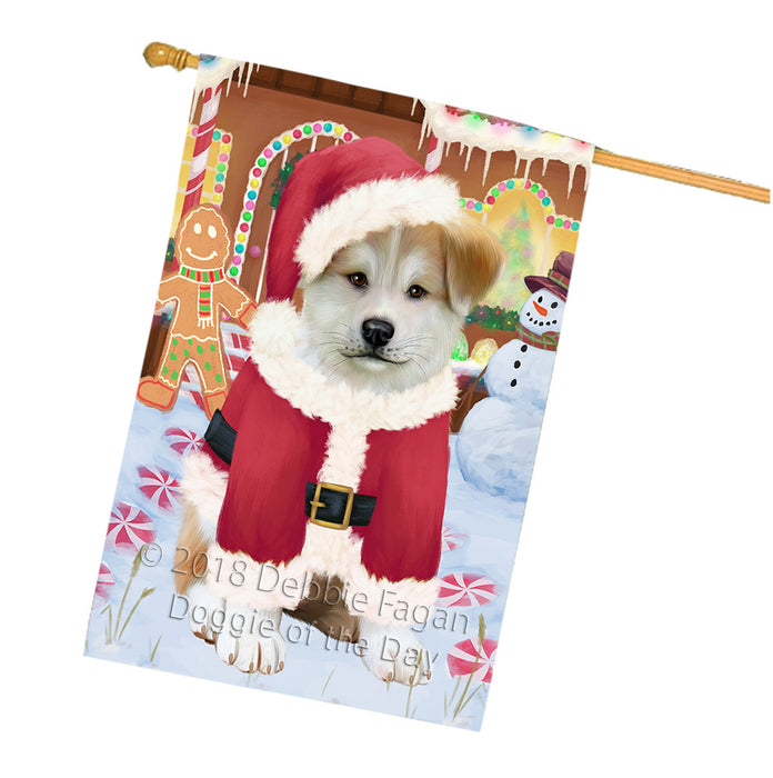 Christmas Gingerbread House Candyfest Akita Dog House Flag FLG56809