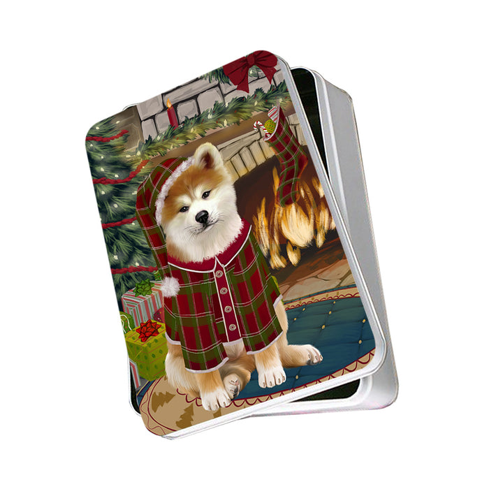 The Stocking was Hung Akita Dog Photo Storage Tin PITN55095