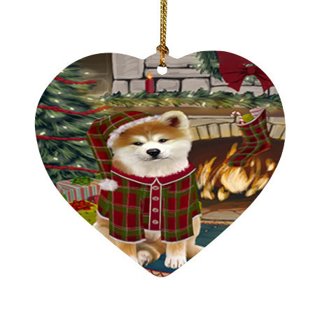 The Stocking was Hung Akita Dog Heart Christmas Ornament HPOR55508