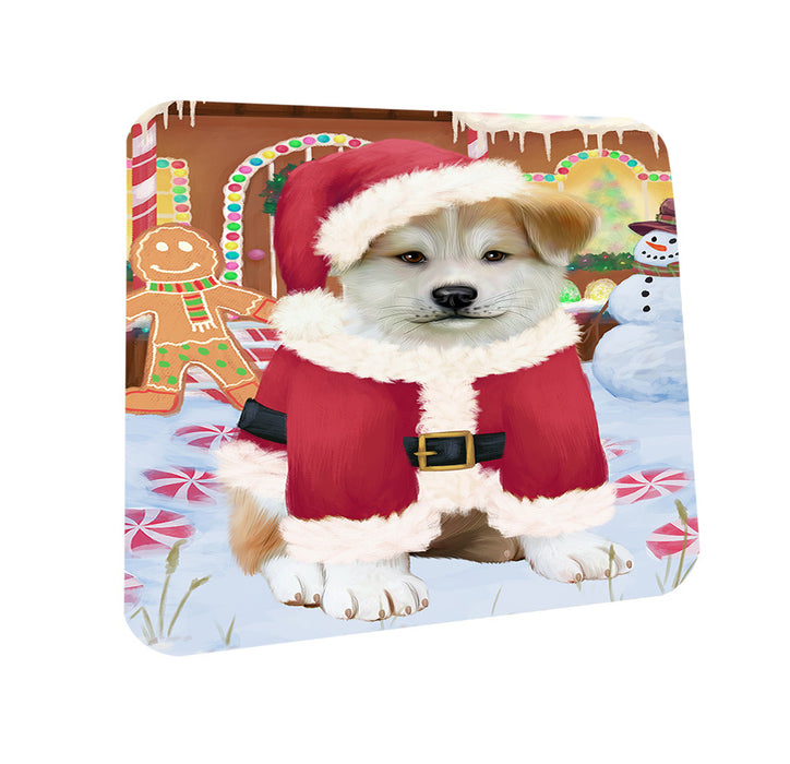 Christmas Gingerbread House Candyfest Akita Dog Coasters Set of 4 CST56083