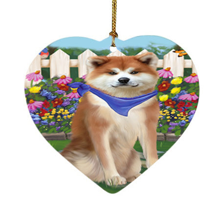 Spring Floral Akita Dog Heart Christmas Ornament HPOR52223