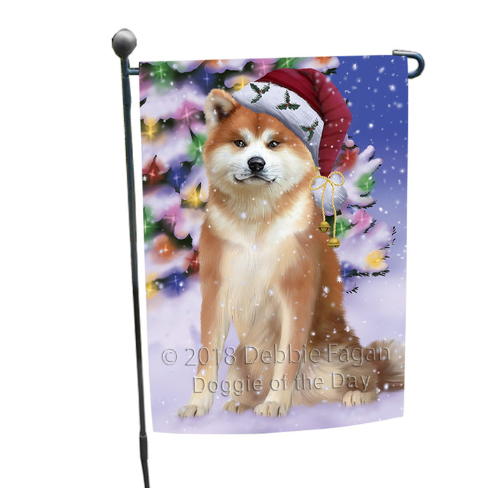 Winterland Wonderland Akita Dog In Christmas Holiday Scenic Background Garden Flag GFLG53784