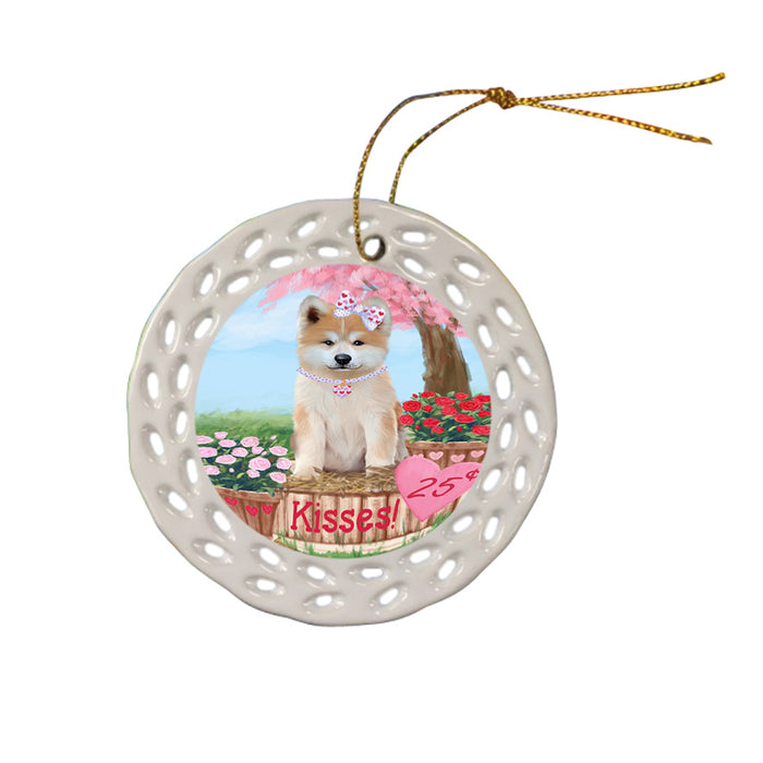 Rosie 25 Cent Kisses Akita Dog Ceramic Doily Ornament DPOR56114