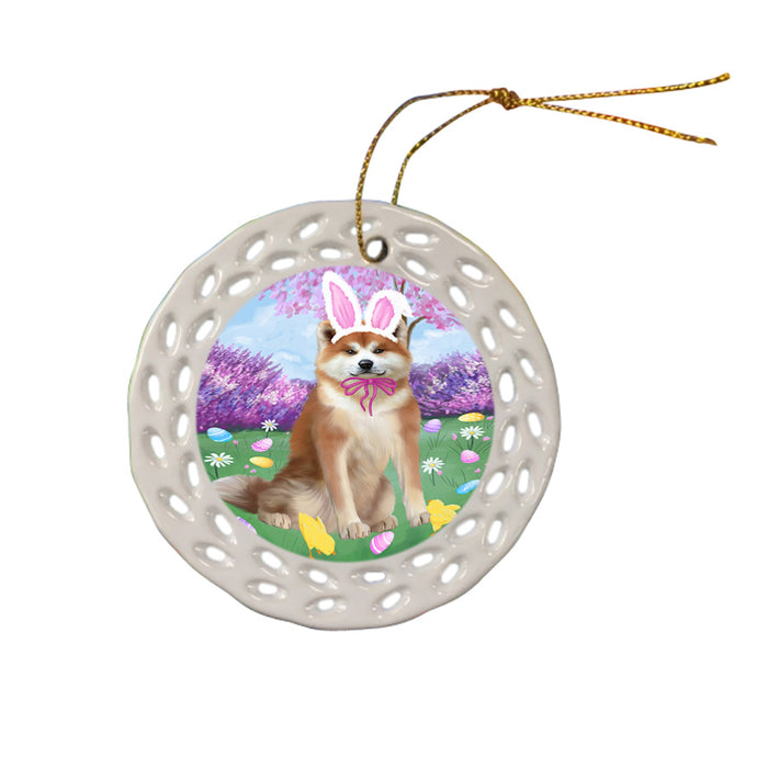 Easter Holiday Akita Dog Ceramic Doily Ornament DPOR57261