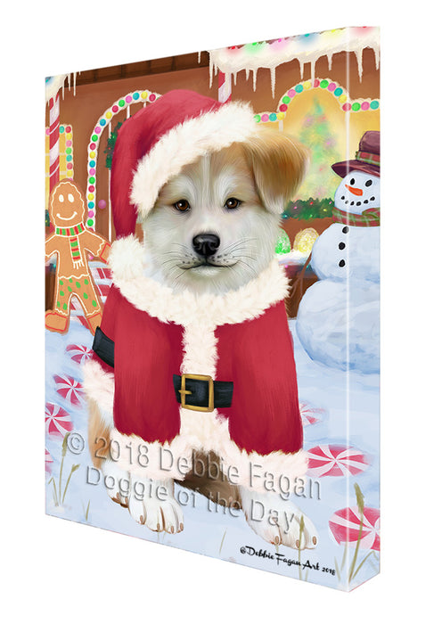 Christmas Gingerbread House Candyfest Akita Dog Canvas Print Wall Art Décor CVS127349