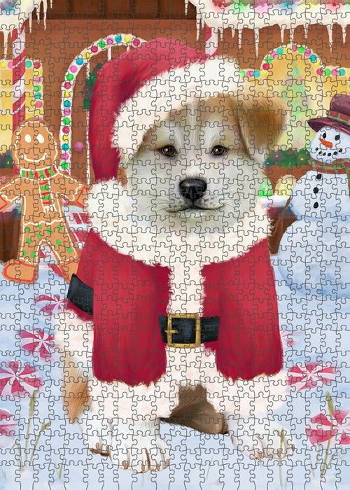 Christmas Gingerbread House Candyfest Akita Dog Puzzle with Photo Tin PUZL92700