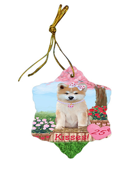 Rosie 25 Cent Kisses Akita Dog Star Porcelain Ornament SPOR56114