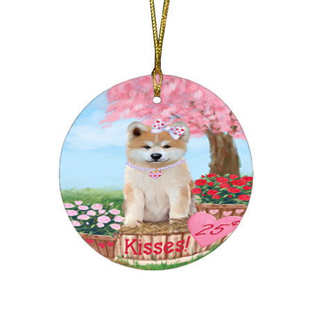 Rosie 25 Cent Kisses Akita Dog Round Flat Christmas Ornament RFPOR56114