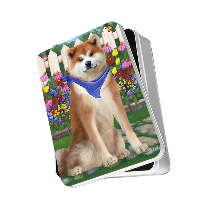 Spring Floral Akita Dog Photo Storage Tin PITN52223