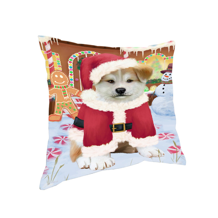 Christmas Gingerbread House Candyfest Akita Dog Pillow PIL78792