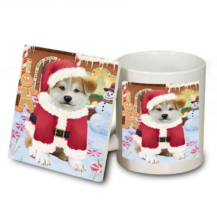 Christmas Gingerbread House Candyfest Akita Dog Mug and Coaster Set MUC56117