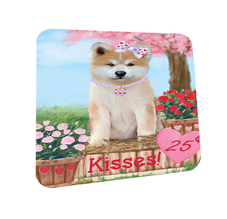 Rosie 25 Cent Kisses Akita Dog Coasters Set of 4 CST55716