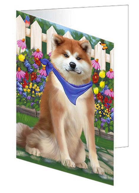 Spring Floral Akita Dog Handmade Artwork Assorted Pets Greeting Cards and Note Cards with Envelopes for All Occasions and Holiday Seasons GCD60698