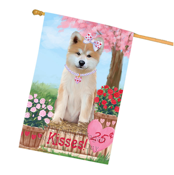Rosie 25 Cent Kisses Akita Dog House Flag FLG56442