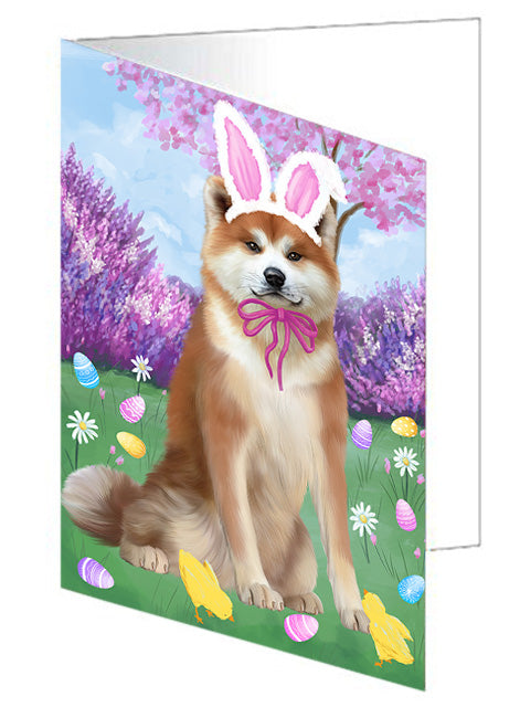 Easter Holiday Akita Dog Handmade Artwork Assorted Pets Greeting Cards and Note Cards with Envelopes for All Occasions and Holiday Seasons GCD76094