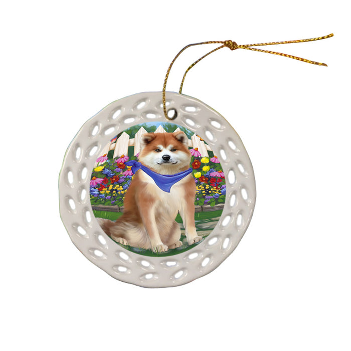 Spring Floral Akita Dog Ceramic Doily Ornament DPOR52223