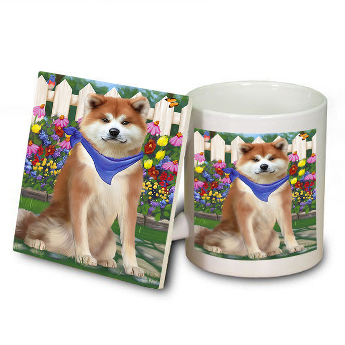 Spring Floral Akita Dog Mug and Coaster Set MUC52163