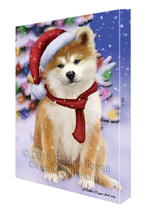 Winterland Wonderland Akita Dog In Christmas Holiday Scenic Background Canvas Print Wall Art Décor CVS101357