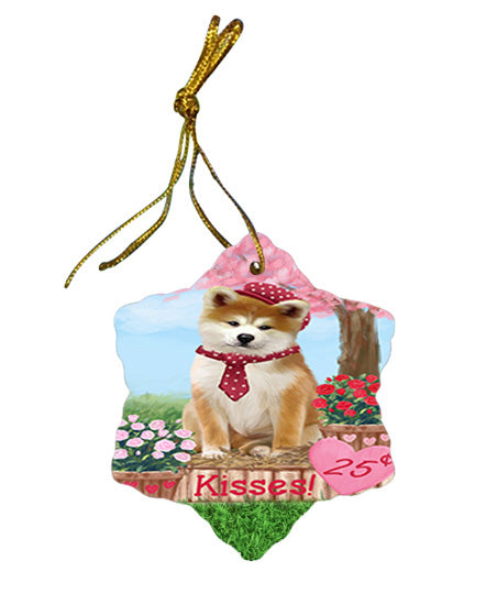 Rosie 25 Cent Kisses Akita Dog Star Porcelain Ornament SPOR56115