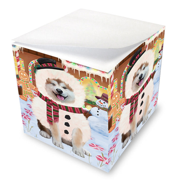 Christmas Gingerbread House Candyfest Akita Dog Note Cube NOC54198