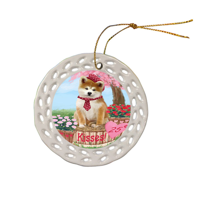 Rosie 25 Cent Kisses Akita Dog Ceramic Doily Ornament DPOR56115
