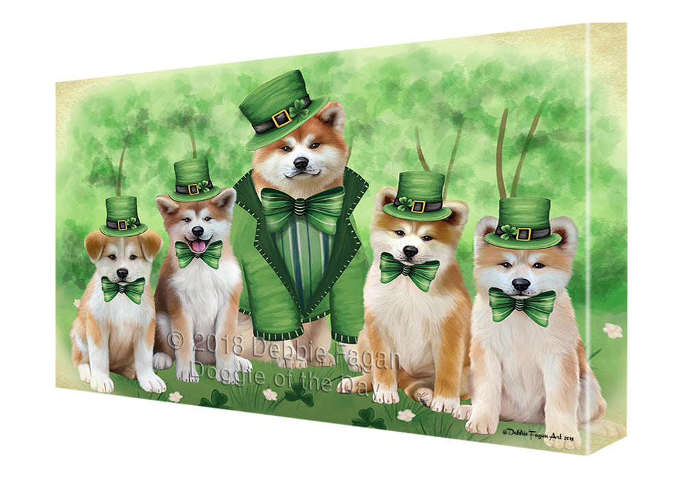 St. Patricks Day Irish Portrait Akita Dogs Canvas Print Wall Art Décor CVS135125