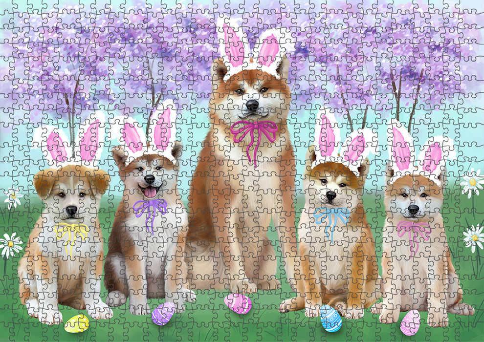 Easter Holiday Akitas Dog Puzzle with Photo Tin PUZL95764