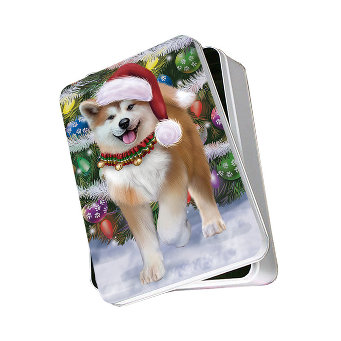 Trotting in the Snow Akita Dog Photo Storage Tin PITN54496