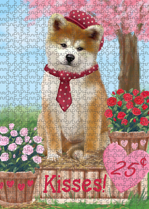Rosie 25 Cent Kisses Akita Dog Puzzle with Photo Tin PUZL91240