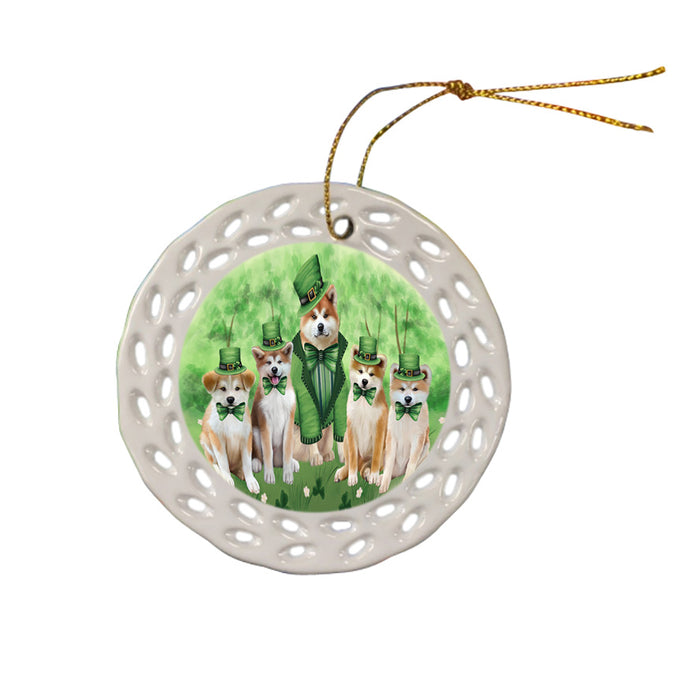 St. Patricks Day Irish Portrait Akita Dogs Ceramic Doily Ornament DPOR57905