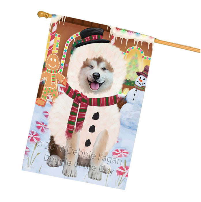 Christmas Gingerbread House Candyfest Akita Dog House Flag FLG56810