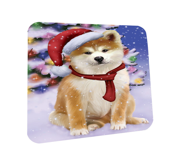 Winterland Wonderland Akita Dog In Christmas Holiday Scenic Background Coasters Set of 4 CST53681