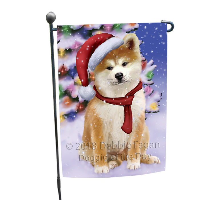 Winterland Wonderland Akita Dog In Christmas Holiday Scenic Background Garden Flag GFLG53785