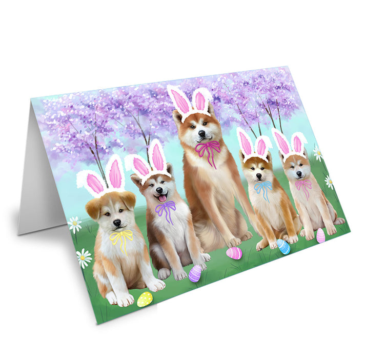 Easter Holiday Akitas Dog Handmade Artwork Assorted Pets Greeting Cards and Note Cards with Envelopes for All Occasions and Holiday Seasons GCD76097
