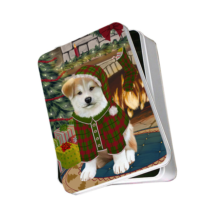 The Stocking was Hung Akita Dog Photo Storage Tin PITN55096