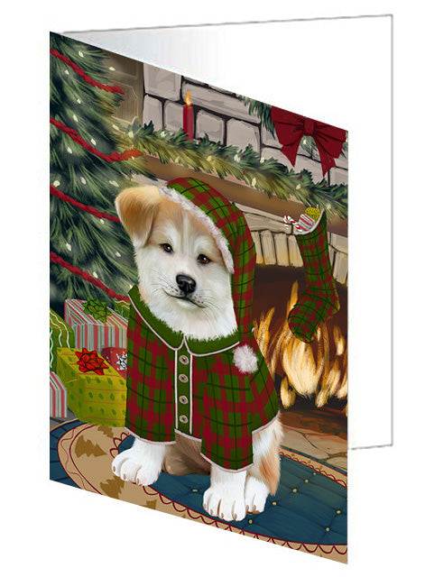 The Stocking was Hung Maine Coon Cat Handmade Artwork Assorted Pets Greeting Cards and Note Cards with Envelopes for All Occasions and Holiday Seasons GCD70589