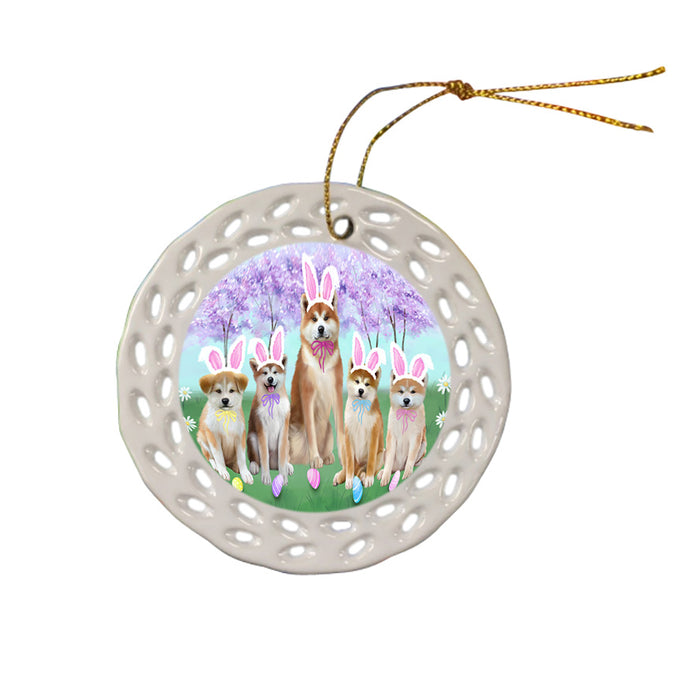 Easter Holiday Akitas Dog Ceramic Doily Ornament DPOR57262