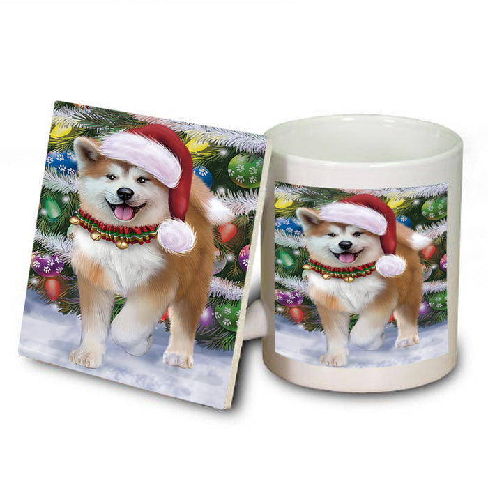 Trotting in the Snow Akita Dog Mug and Coaster Set MUC54545