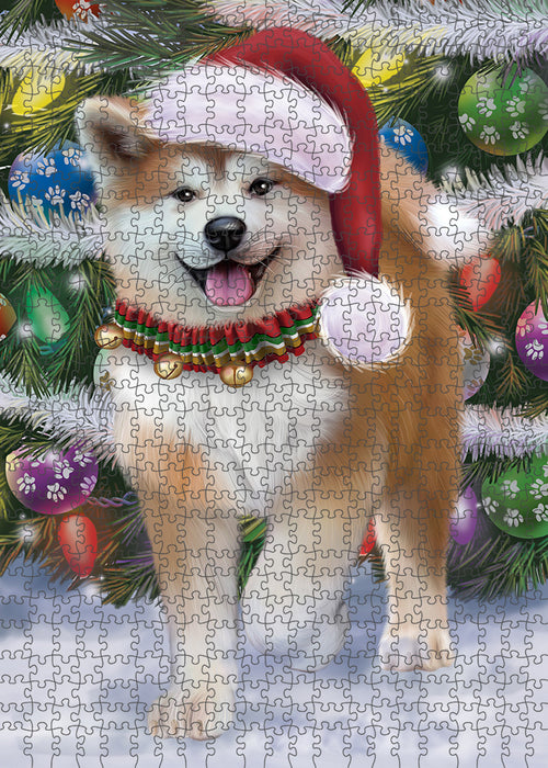 Trotting in the Snow Akita Dog Puzzle with Photo Tin PUZL85880