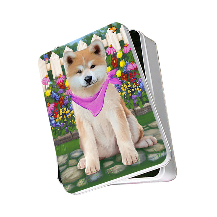 Spring Floral Akita Dog Photo Storage Tin PITN52224