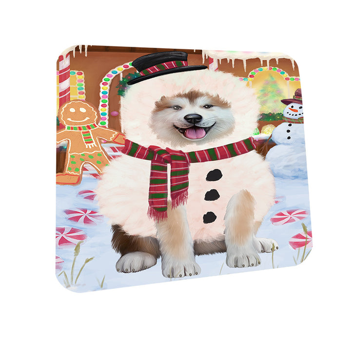 Christmas Gingerbread House Candyfest Akita Dog Coasters Set of 4 CST56084