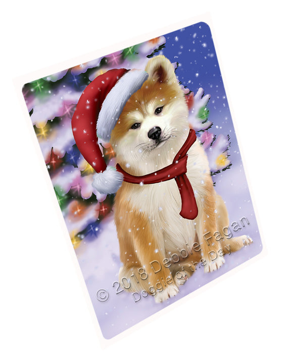 Winterland Wonderland Akita Dog In Christmas Holiday Scenic Background Large Refrigerator / Dishwasher Magnet RMAG83220