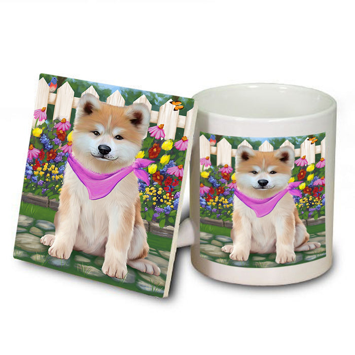 Spring Floral Akita Dog Mug and Coaster Set MUC52164