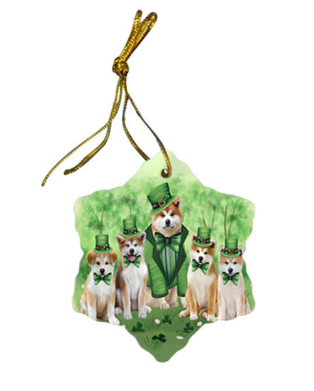 St. Patricks Day Irish Portrait Akita Dogs Star Porcelain Ornament SPOR57905