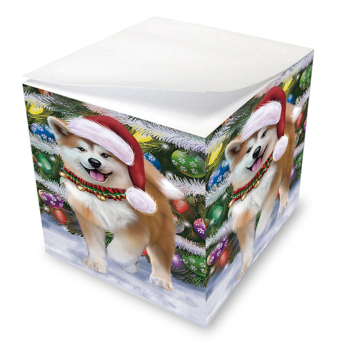Trotting in the Snow Akita Dog Note Cube NOC56199
