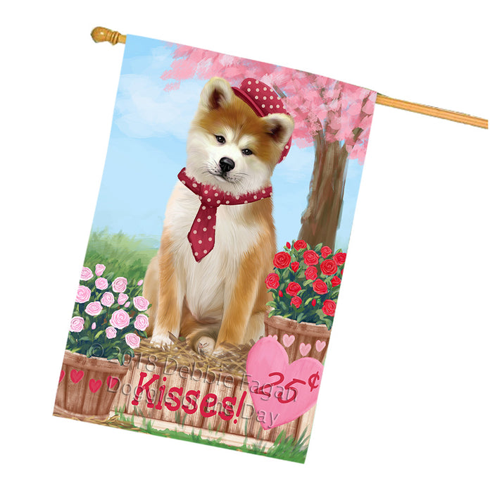 Rosie 25 Cent Kisses Akita Dog House Flag FLG56443