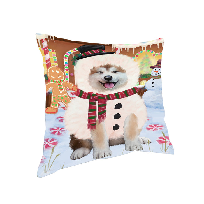 Christmas Gingerbread House Candyfest Akita Dog Pillow PIL78796