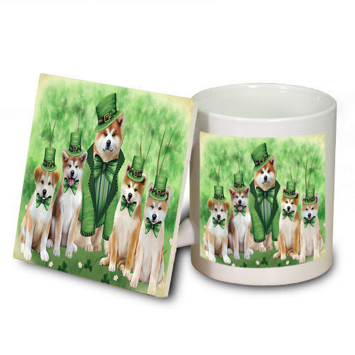 St. Patricks Day Irish Portrait Akita Dogs Mug and Coaster Set MUC56957