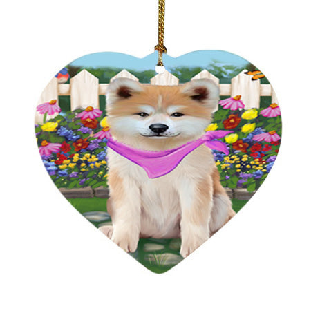 Spring Floral Akita Dog Heart Christmas Ornament HPOR52224