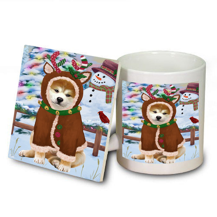 Christmas Gingerbread House Candyfest Akita Dog Mug and Coaster Set MUC56119